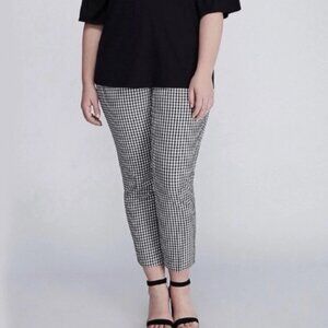 Lane Bryant The Lena Pants Size 22 Black White Gingham Flat Front Elastic Waist